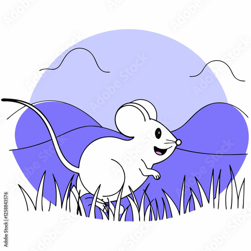 Minimalist Illustration of a Running, Smiling Rat
