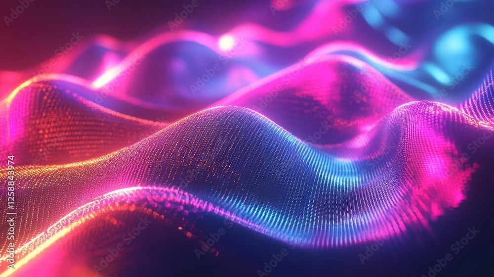 Fototapeta premium Abstract Futuristic Background with Glowing Neon Waves and Bokeh Lights for Tech Campaigns
