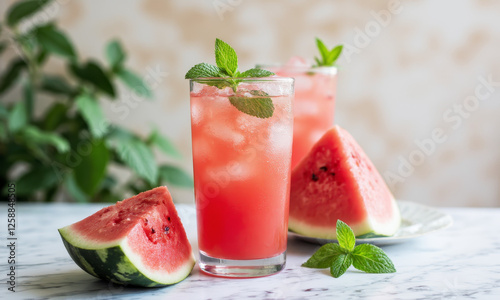 Refreshing Watermelon Mint Refresher Drink
