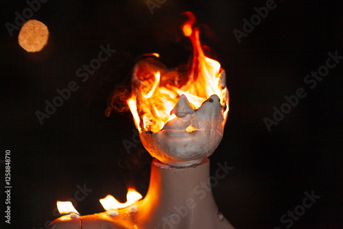 burning mannequin head