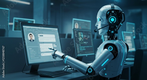 AI Call Center Agent Engaged in a Live Chat Session
