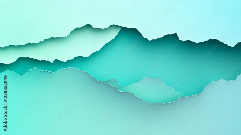 Obraz premium Blue gradient torn paper effect, with jagged edges and visible textures, creating an artistic and expressive look.