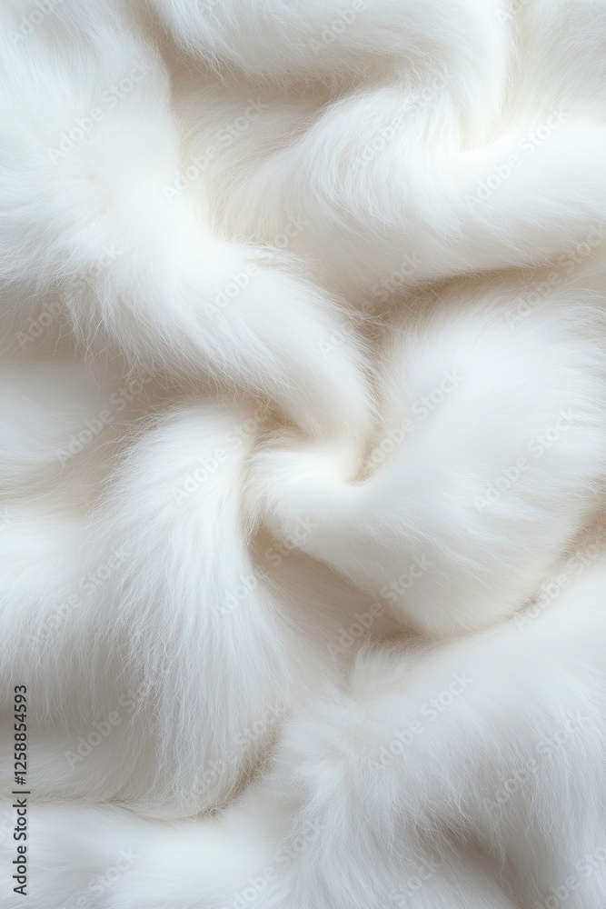 Soft white fur fabric with plush texture swirls and folds displayed against a light backdrop showcasing its luxurious feel Soft white fur fabric with plush texture swirls and folds displayed against a light backdrop showcasing its luxurious feel