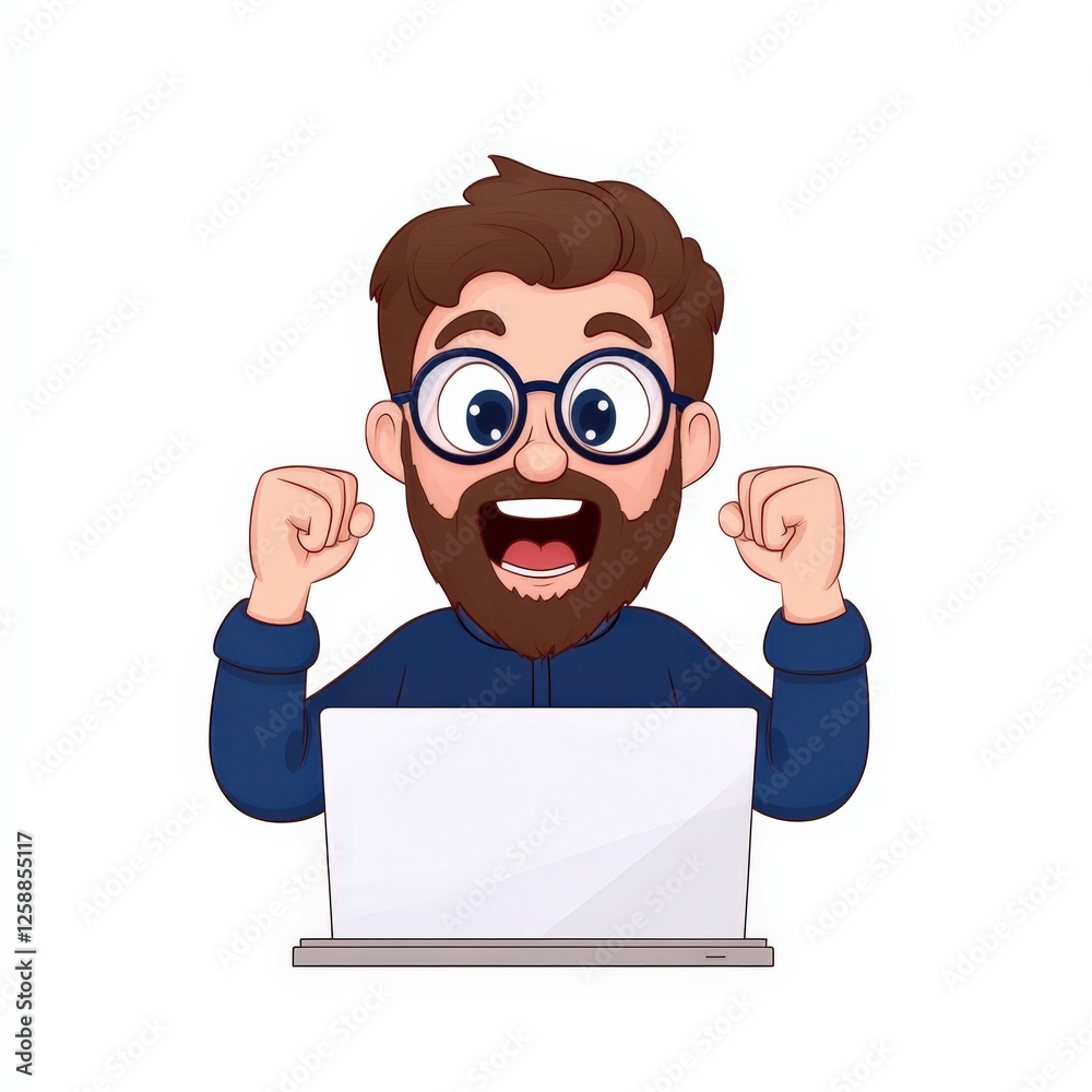 excited man with laptop celebrating success excited man with laptop celebrating success