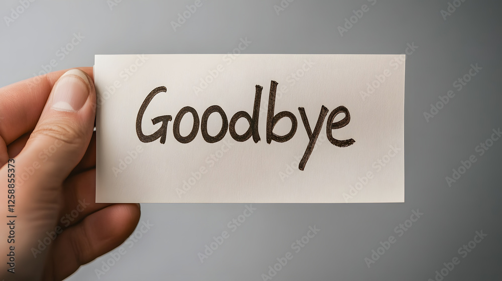 Hand holding card with the word Hand holding card with the word