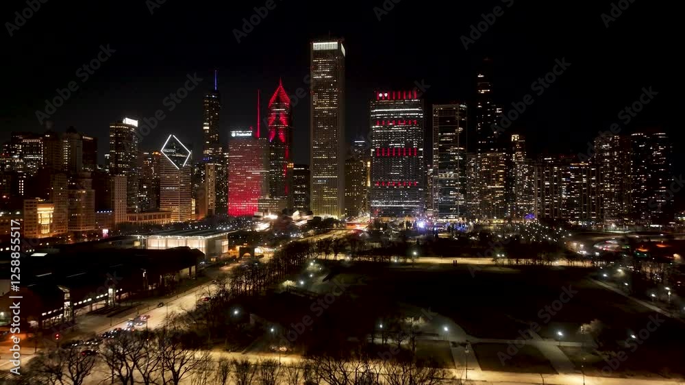 Chicago Skyline At Chicago Illinois United States. Capturing The Hustle And Bustle Of A Vibrant City From Above. Building Industrial Skyline Bird View Awesome. Bird View Enterprise Night. Chicago Skyline At Chicago Illinois United States. Capturing The Hustle And Bustle Of A Vibrant City From Above. Building Industrial Skyline Bird View Awesome. Bird View Enterprise Night.