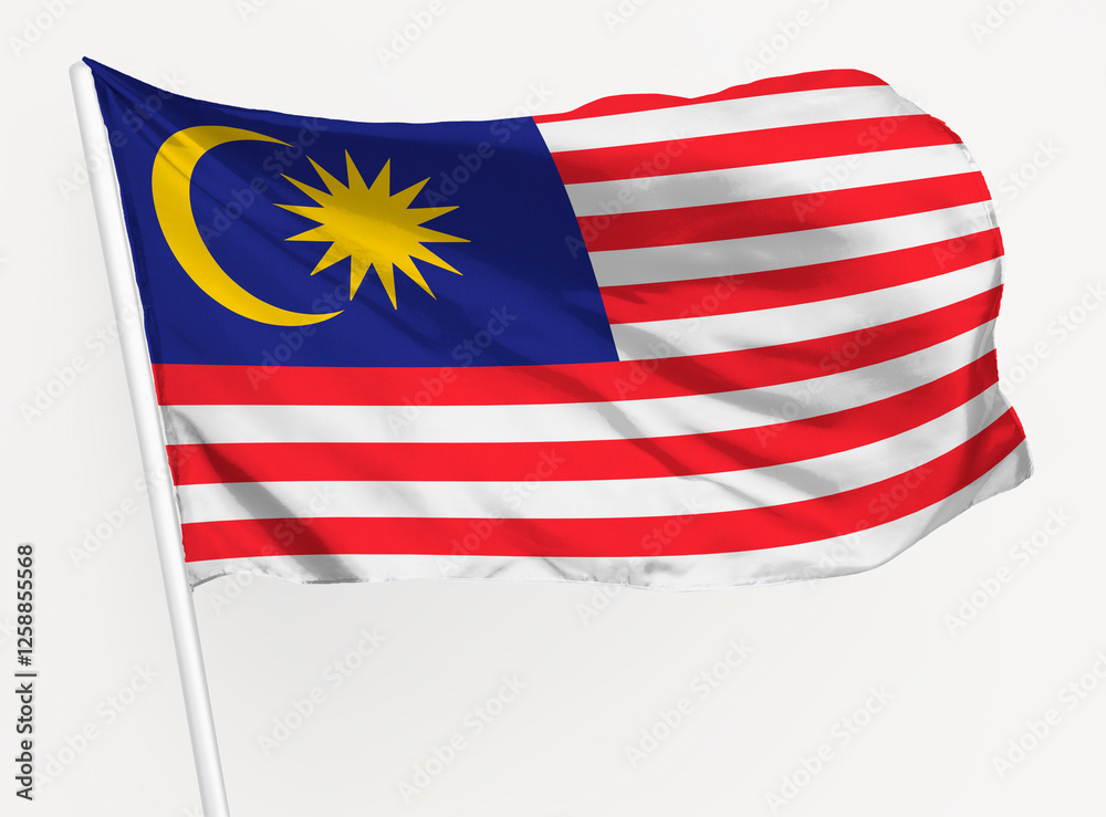 Waving Malaysian flag, national symbol graphic Waving Malaysian flag, national symbol graphic