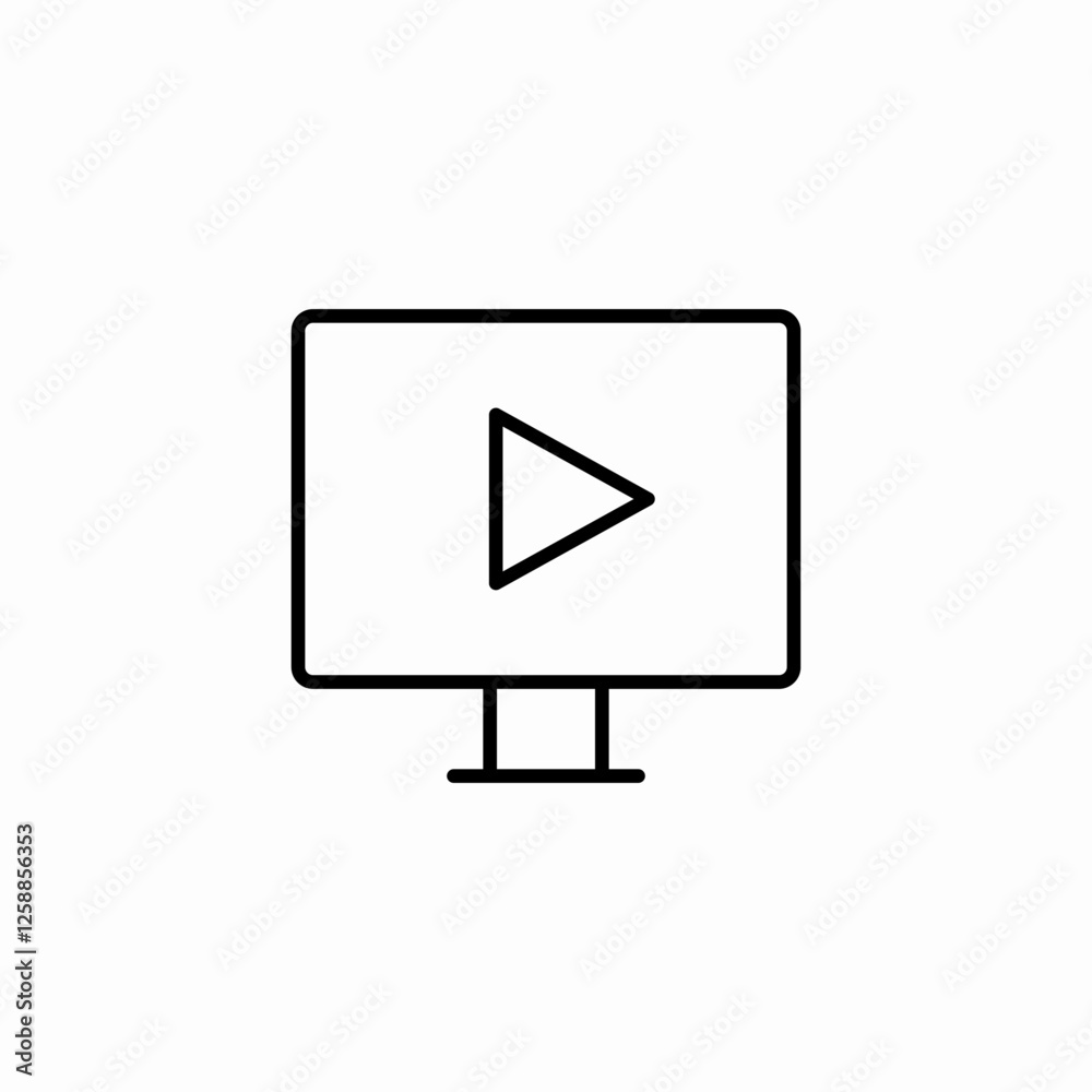 desktop video media start icon sign vector desktop video media start icon sign vector