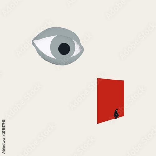 Surveillance and lack of privacy vector concept. Symbol of spying, watching, loss of freedom. Minimal design eps10 illustration.