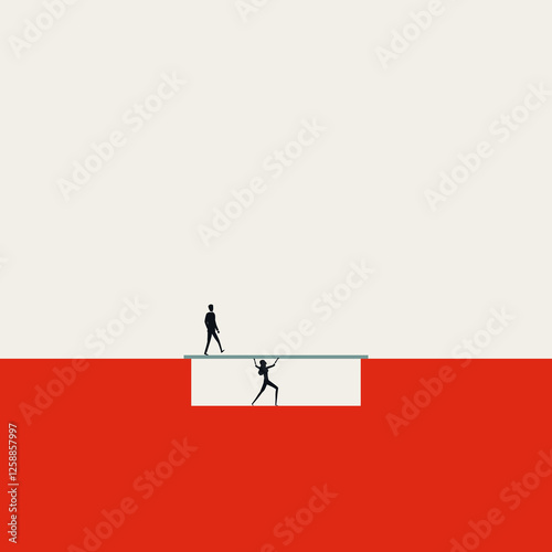 Business gender inequality vector concept. Symbol of unequal opportunity, exploitation. Minimal design eps10 illustration.
