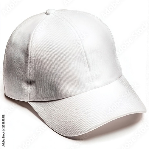 White Youth Cap Isolated on Simple Clean Background for Template Use photo