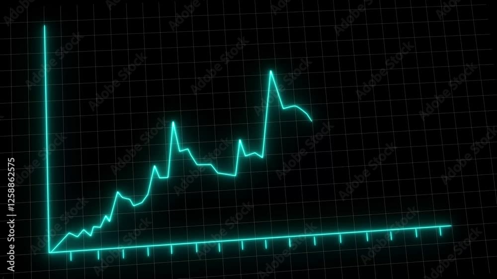 Data analysis Saving rates moving up and down glowing graph animation, Stock market and exchange. Business and trading concept.