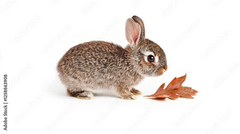 Fototapeta premium Adorable Baby Bunny with Fluffy Gray Fur and Long Ears