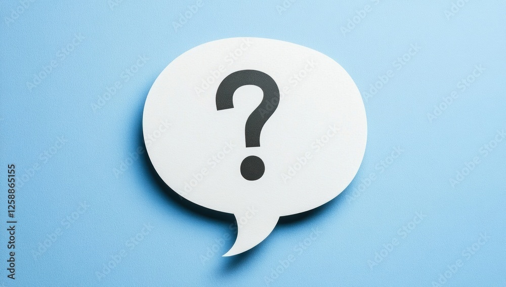 A speech bubble with a question mark on a blue background, in a white paper cutout style Generative AI A speech bubble with a question mark on a blue background, in a white paper cutout style Generative AI