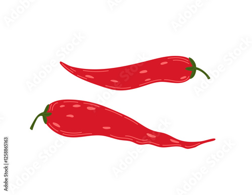 Red chili pepper, hot spicy vegetable simple hand drawn vector illustration, organic food concept, culinary plant for seasoning food, healthy life style organic diet, flat image for menu, recipe