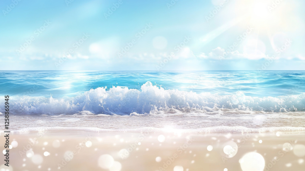 Sunlit Beach Waves with Soft Focus Bokeh – Peaceful Seaside View Sunlit Beach Waves with Soft Focus Bokeh – Peaceful Seaside View