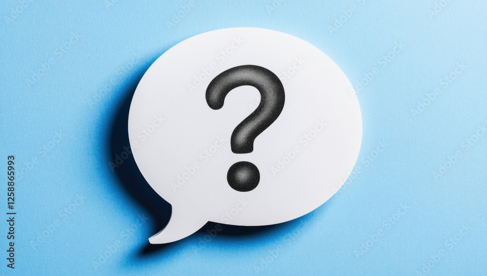 A speech bubble with a question mark on a blue background, in a white paper cutout style Generative AI A speech bubble with a question mark on a blue background, in a white paper cutout style Generative AI