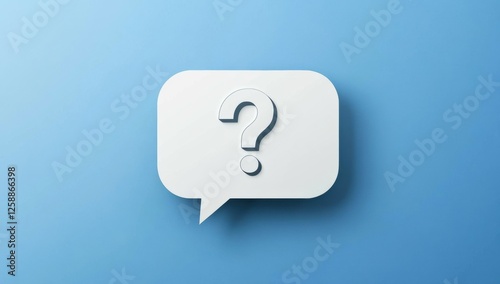 Free Download White speech bubble with a question mark on a blue background, in the style of a white paper cutout style Generative AI - GFXLoad