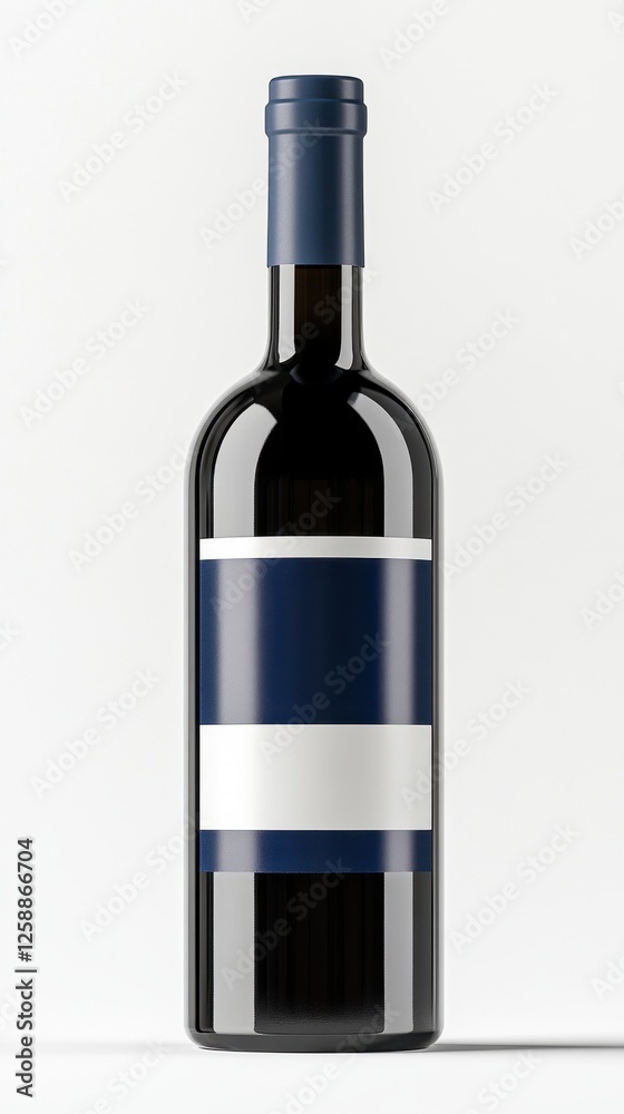 Elegant and minimalistic wine bottle design showcasing a deep navy color with simple label elements Elegant and minimalistic wine bottle design showcasing a deep navy color with simple label elements