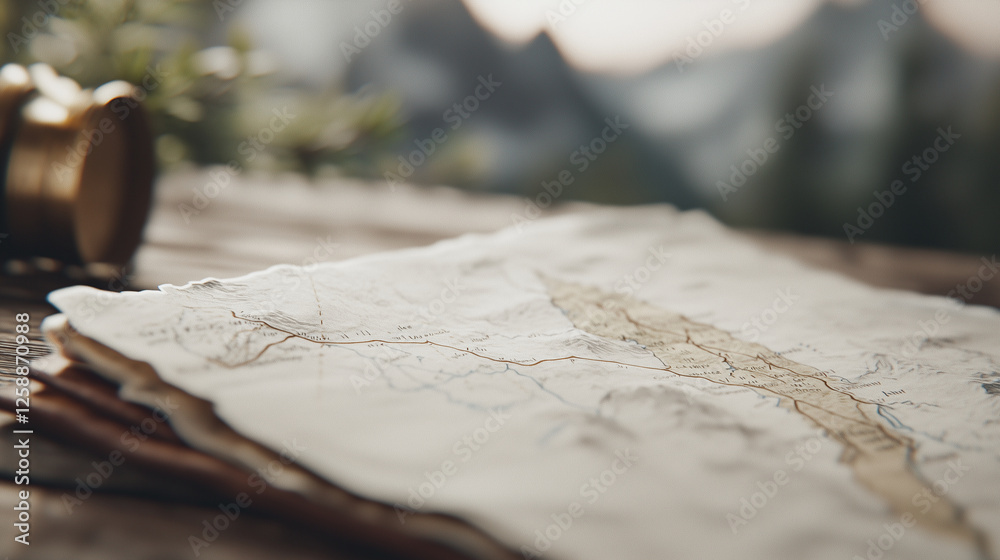 Naklejka premium Close-Up of Pilgrim's Map Highlighting Sacred Route Direction