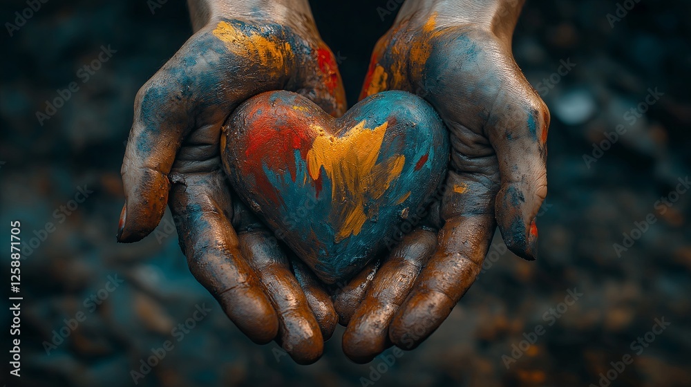 Two hands gently cradle a red heart, symbolizing love, kindness, and emotional connection. A perfect representation of warmth and care. Two hands gently cradle a red heart, symbolizing love, kindness, and emotional connection. A perfect representation of warmth and care.