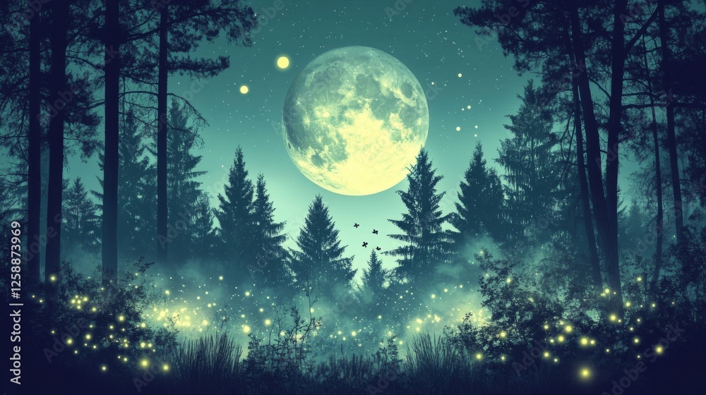 Celebrating World Wildlife Day under a shimmering moonlit forest Celebrating World Wildlife Day under a shimmering moonlit forest