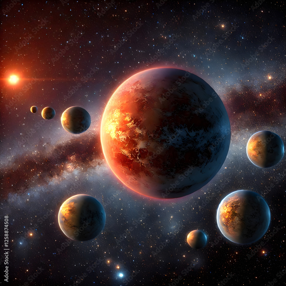 Planets orbiting around a red giant star in the milky way galaxy Planets orbiting around a red giant star in the milky way galaxy