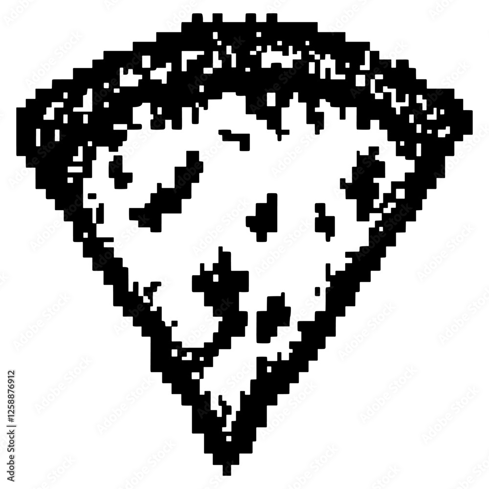 Fototapeta premium Pizza pixel black white vector
