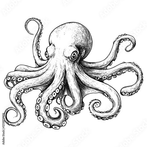 Octopus black white art vector