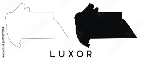 Luxor city map outline and black silhouette vector