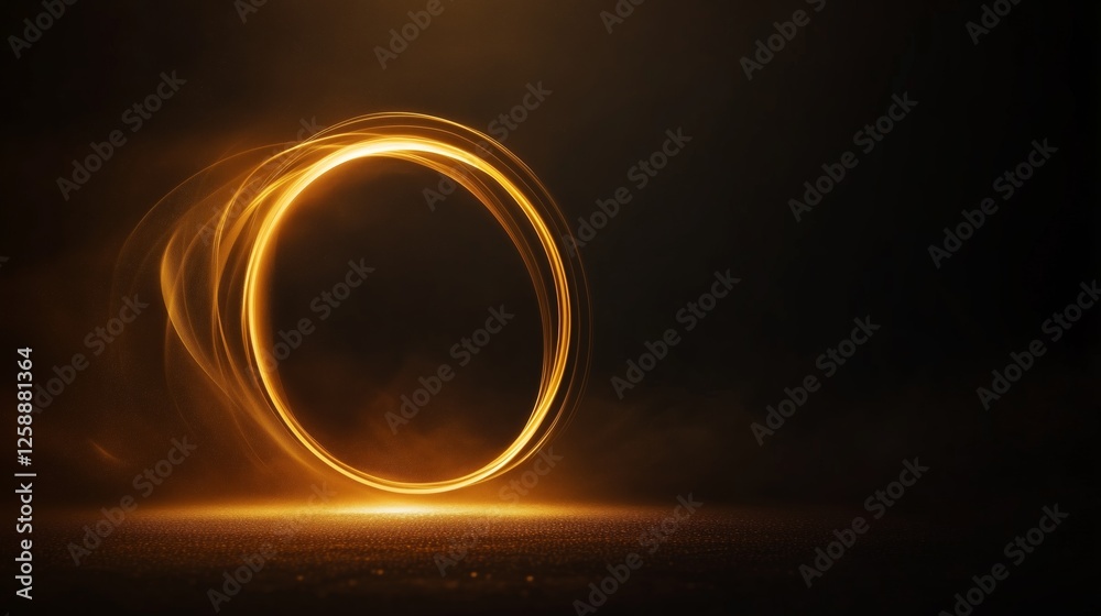 Glowing halo illuminated in isolation against a dark backdrop highlighting ethereal beauty and tranquility Glowing halo illuminated in isolation against a dark backdrop highlighting ethereal beauty and tranquility