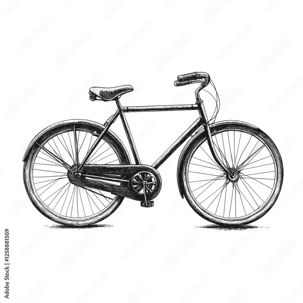 Fototapeta premium Bicycle sketch black white vector