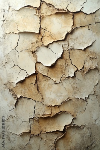Cracked wall surface revealing worn texture and natural patterns in earthy tones