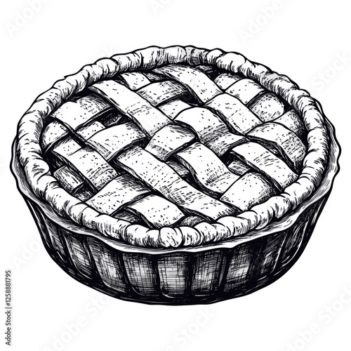 Apple pie art sketch black vector