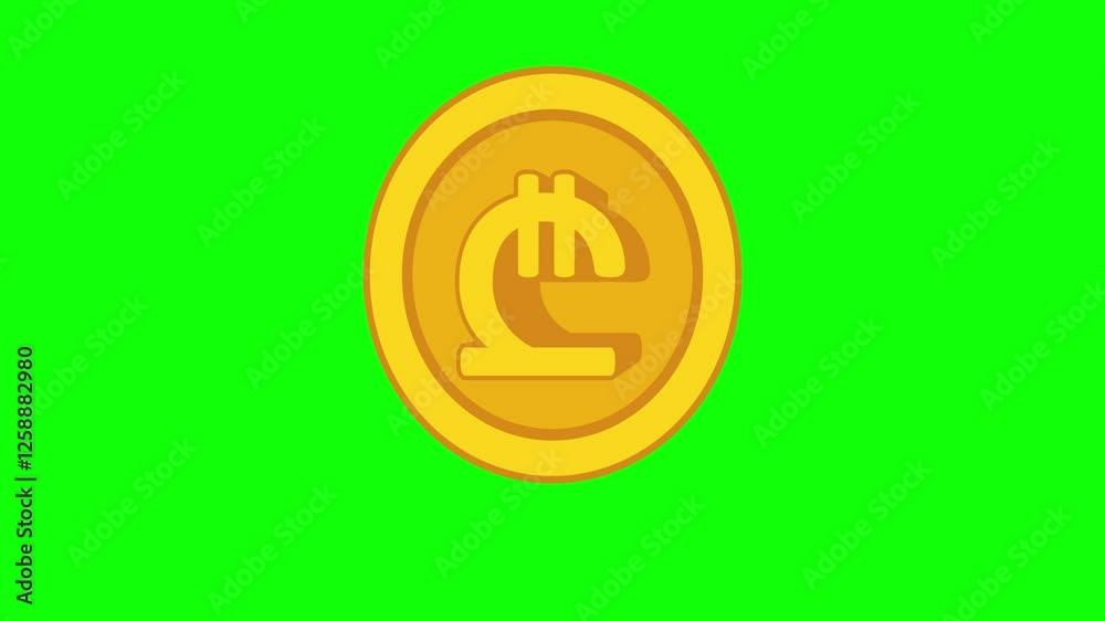 Lari golden coin animation. Georgian coin motion on green screen background. animated 4k chroma key Lari golden coin animation. Georgian coin motion on green screen background. animated 4k chroma key