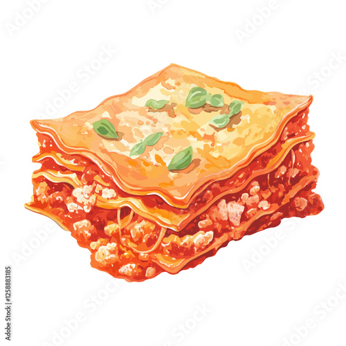 Lasagna pasta illustration watercolor food vector