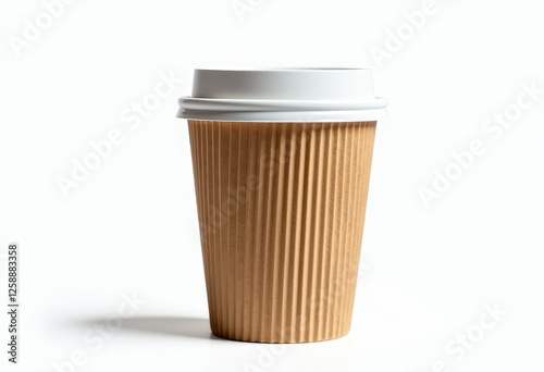 Wallpaper Mural Isolated on white background: Brown paper coffee cup with glossy lid. A brown paper cup with a white lid on a white background. Torontodigital.ca