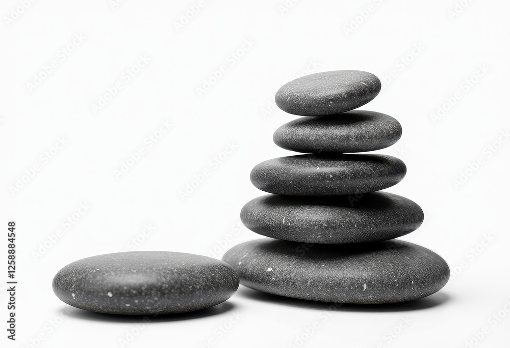 Isolated monochromatic pebbles on pristine white background showcasing natural textures against a clean canvas. A stack of black pebbles on a white surface. Isolated monochromatic pebbles on pristine white background showcasing natural textures against a clean canvas. A stack of black pebbles on a white surface.