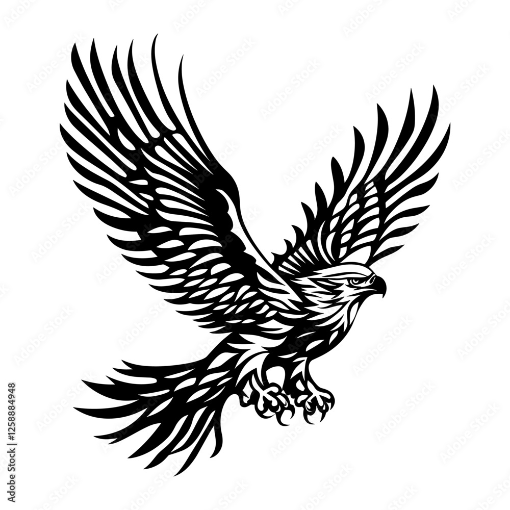 Eagle flying illustration silhouette stencil vector Eagle flying illustration silhouette stencil vector