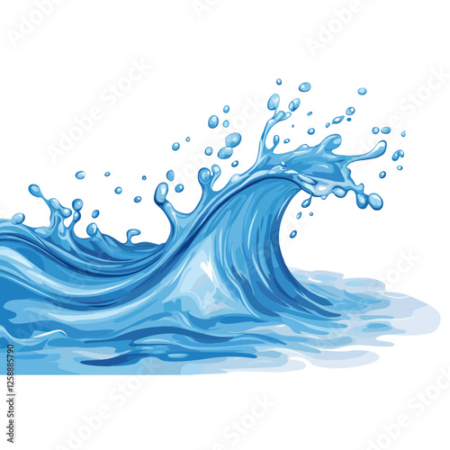 Water curve splash art illustration ocean vector