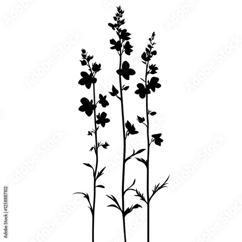 Wild flower American Toadflax illustration silhouette minimalist vector