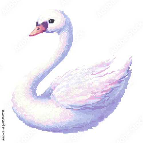 Swan illustration pixelated animal vector