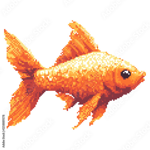 Fish illustration pixelated goldfish vector