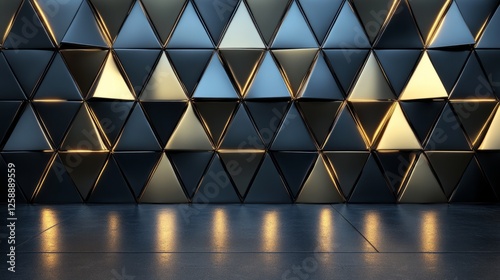 triangular tiles with black blocks generative ai