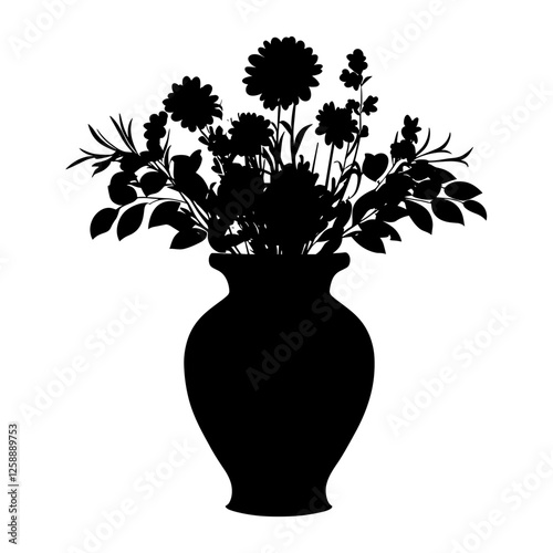 Flower vase silhouette illustration black vector