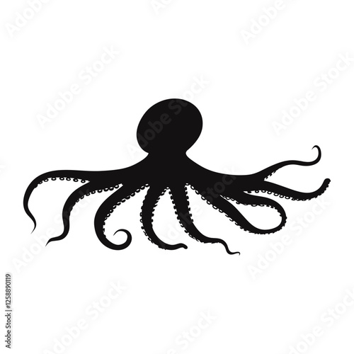 Octopus silhouette graphic animal black vector