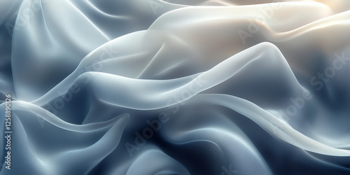 Mesmerizing abstract composition with fluid, silk-like textures flowing in a harmonious wave of grey colors