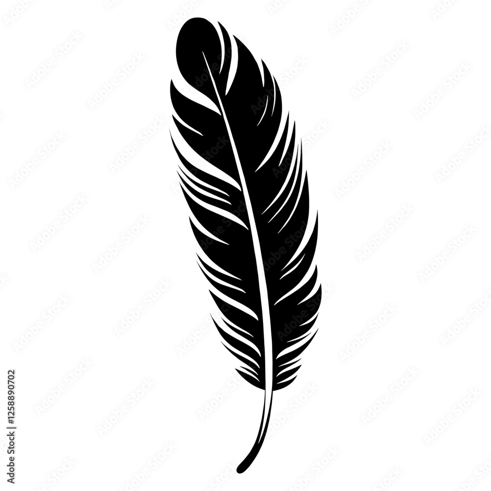 Obraz premium Feather illustration silhouette black vector