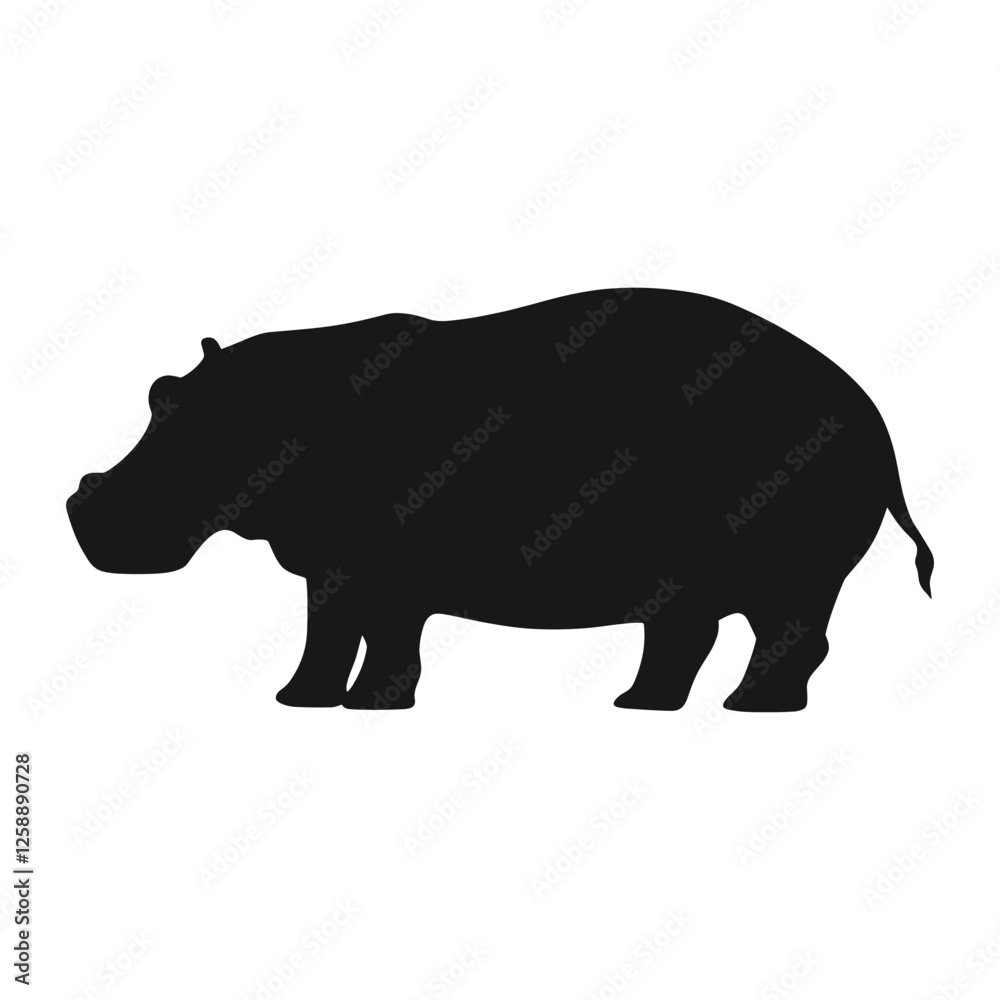 Hippopotamus silhouette illustration wildlife animal vector Hippopotamus silhouette illustration wildlife animal vector