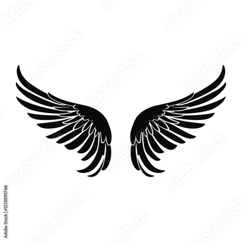 Angel wings illustration silhouette black vector